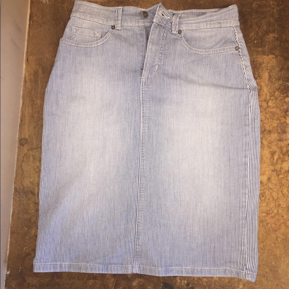 Pinstripe Jean Skirt